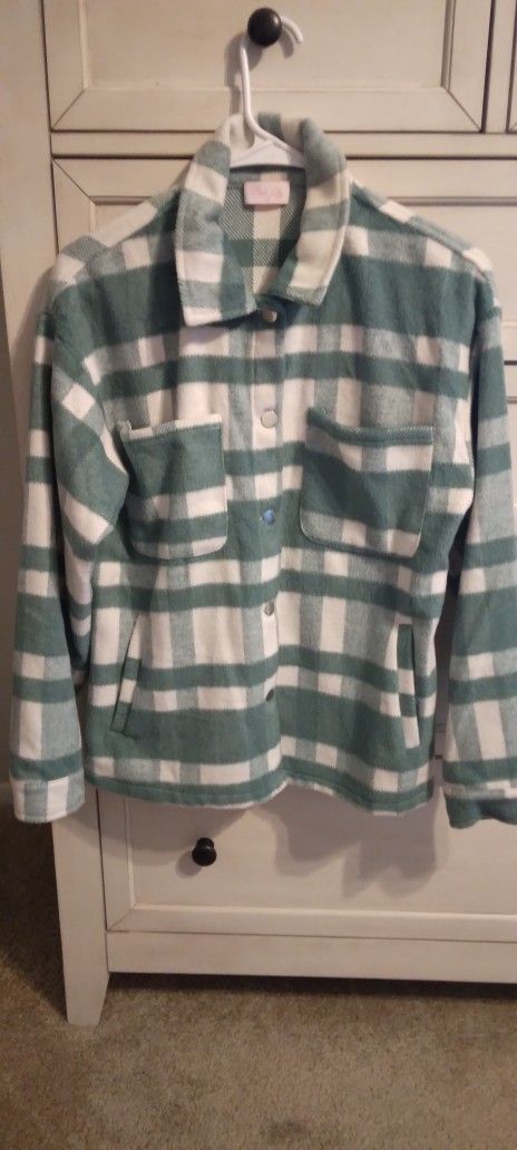 Green Plaid Fleece Shacket