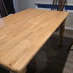 Solid Maple Table with 4 Oak Chairs
