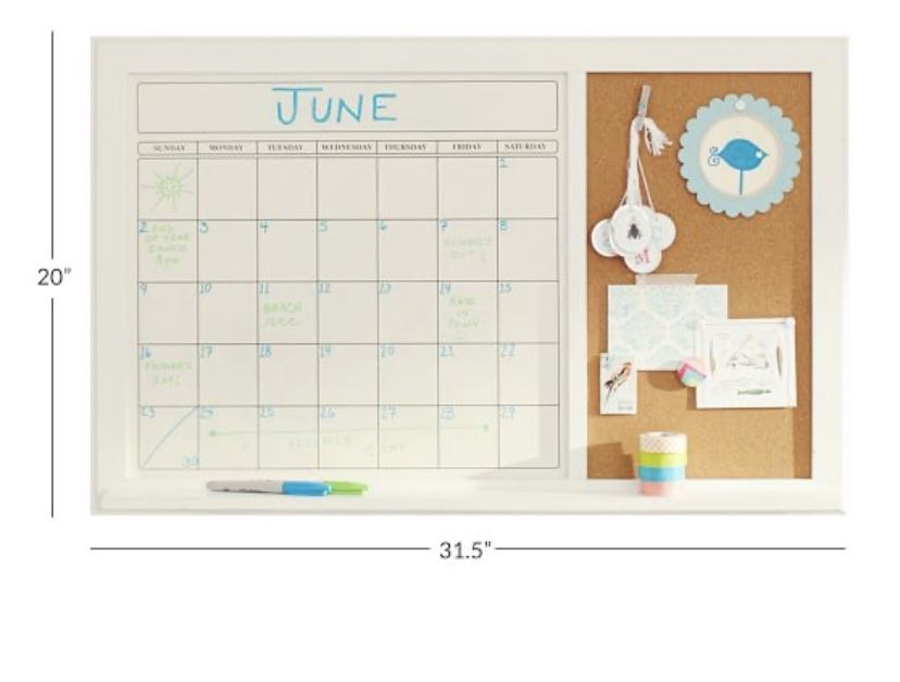 Dry-Erase Calendar Corkboard From Pottery Barn