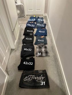 Men's Jeans, FB County flannel, woman Ed Hardy Skirt - Various Sizes, $15-$20 price varies on item