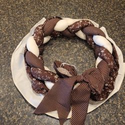 Quilted brown/white wreath approx 12"" diameter (3" depth)