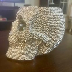 Silver Rhinestone Crystal Skull Decoration