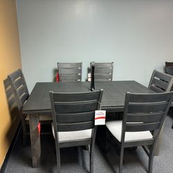 Brand New Gray Dining Table With 6 Chairs 