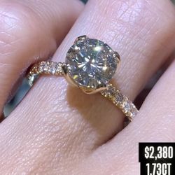 14K 1.73CT +.30CT Round Engagement Ring 