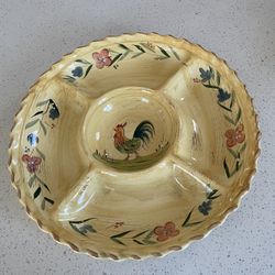 Rooster By Home Ceramic Chips And Dip Platter