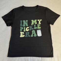 In My Pickle Era Women M T-Shirt Black Funny Novelty Cotton Soft Graphic Green (Silver Lake)
