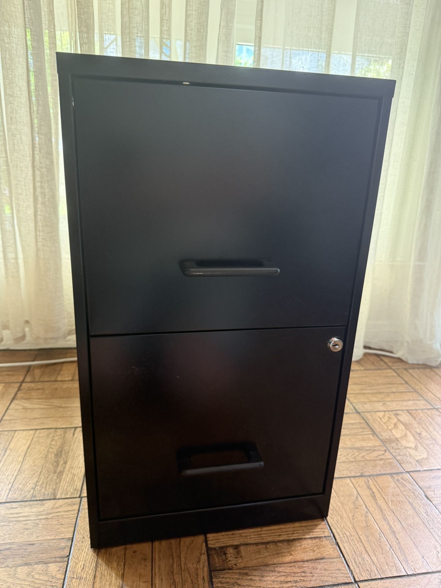 Black Metal 2-Drawer File Cabinet