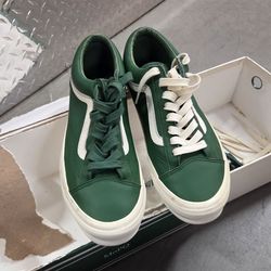 Vans Old Skool Green Leather “PEACE” Sole – Size 11.5 Men / 45 EU