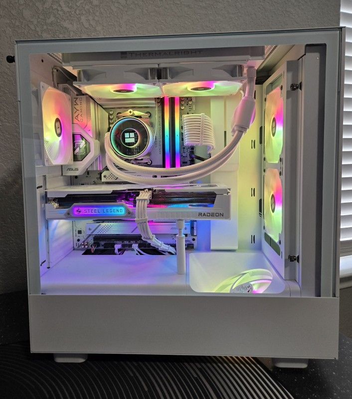 All White Custom Gaming PC – RX 9060 XT | Ryzen 7600X | DDR5 | 2TB NVMe | AIO Cooled
