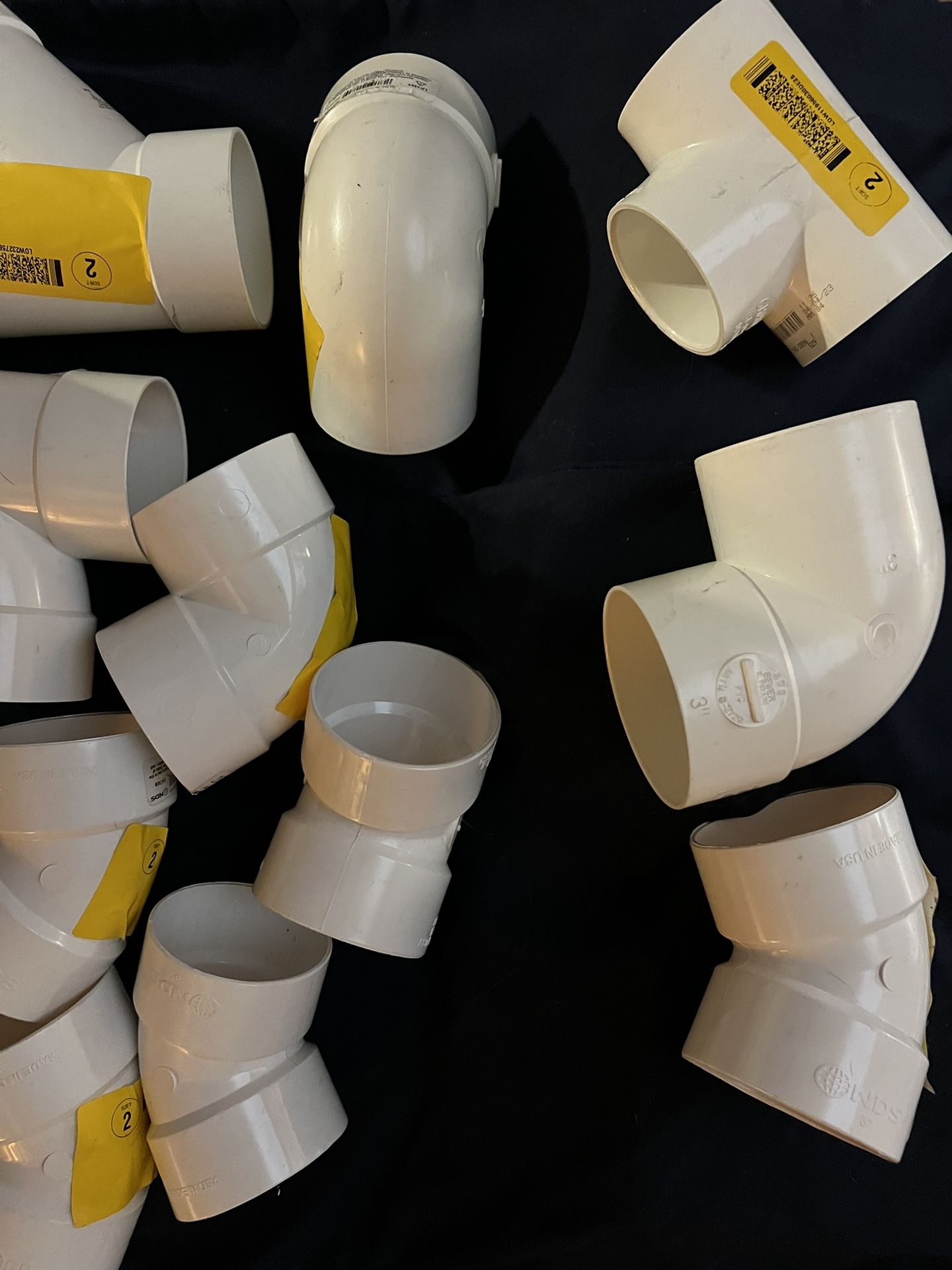 Several Pieces of PVC ELBOWS and connections: SELLING INDIVIDUALLY FOR $3 EACH