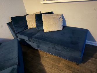 Blue velvet sectional