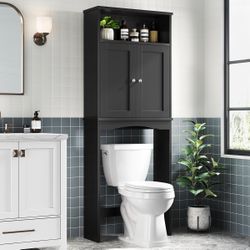 Over The Toilet Storage Cabinet, Over The Toilet Cabinet for Bathroom with Inner Adjustable Shelf and Top Open Storage Above Toilet Cabinet Behind The