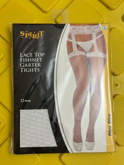 Spirit Lace Top Fishnet Garter Tights Plus Size