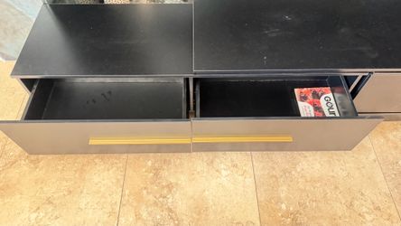 Modern 90" Low-Profile TV Stand / Media Console – Black & Gold