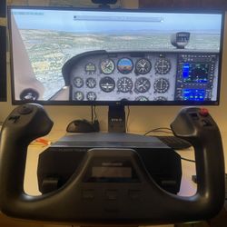 Logitech Saitek Pro Yoke and throttle Quadrant With Thrustmaster Rudder Pedals