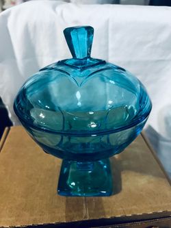 Hazel atlas turquoise candy dish