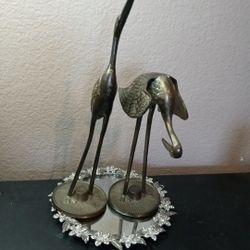 GORGEOUS Pair of Bronze Egret or Crane Birds.
