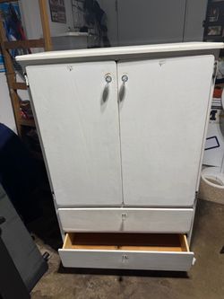 White Wood Armoire with Drawers, small dresser