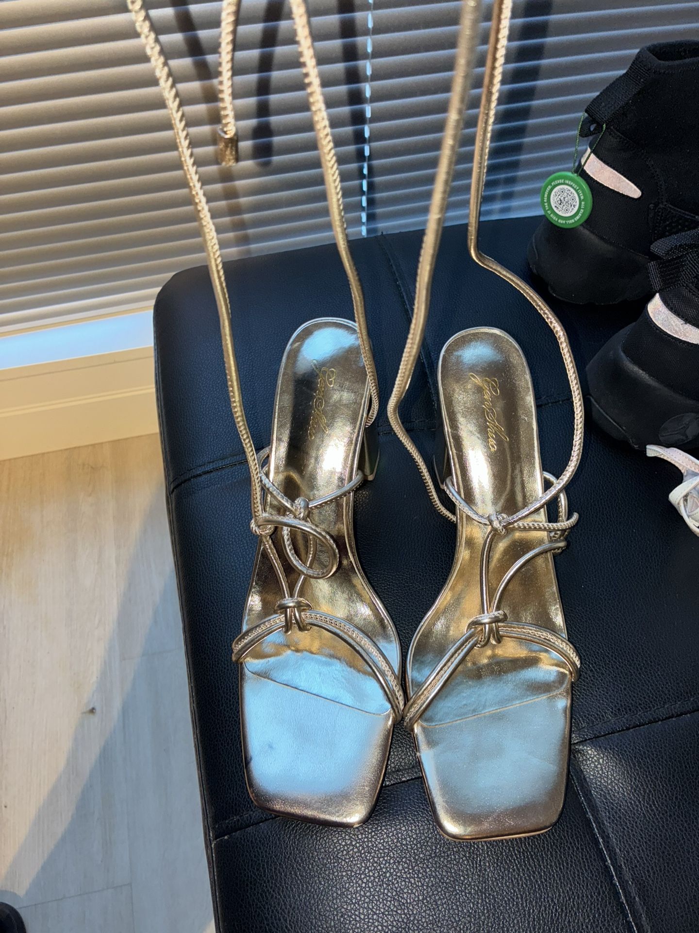 Gold Lace-up strappy Heels