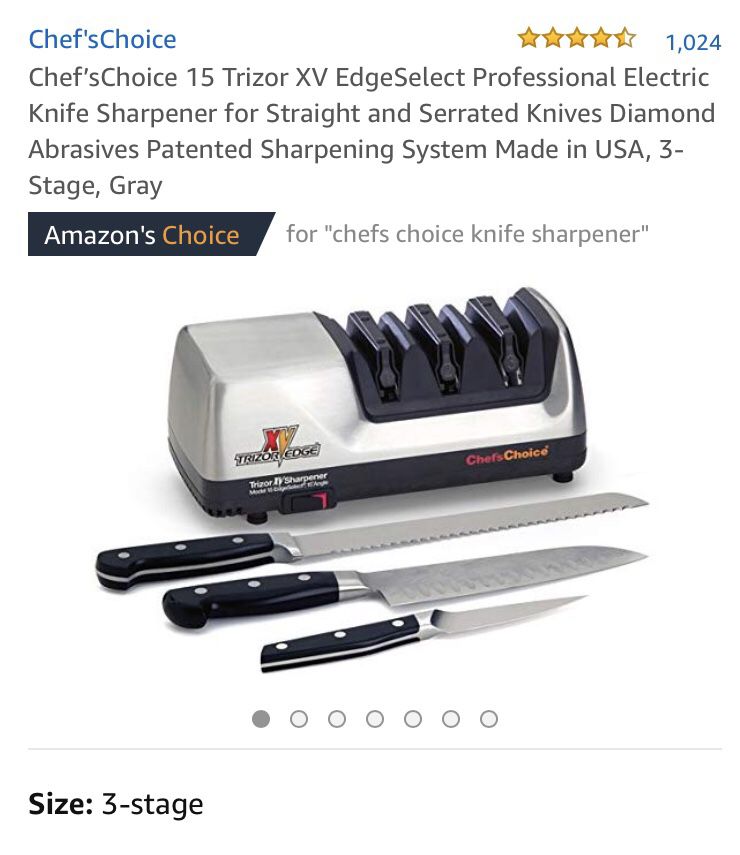 ChefsChoice 15 Trizor XV EdgeSelect Professional Electric Knife Sharpener  for Straight and Serrated Knives Diamond Abrasives Patented Sharpening