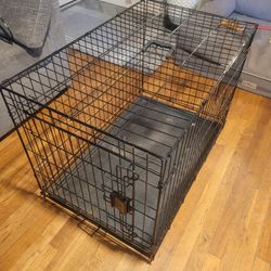 Fully Collapsible Large Black Lockable Dog Crate W/ Bottom Tray & Covers