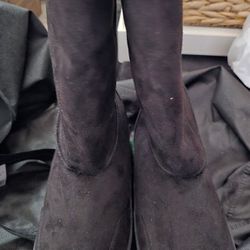 Womens Size 8.5 Seven 7 Dials Mid Calf Black Fur Boots Nwob 