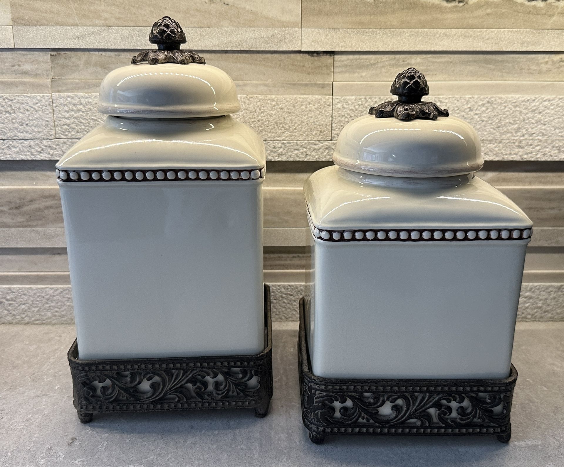 Set Of 2 Gracious Goods Tuscan Canisters