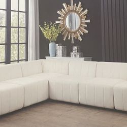 White Microfiber Modular Sectional Couch 
