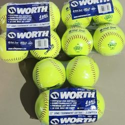 new -12  Worth Slow Pitch Softballs 12-in