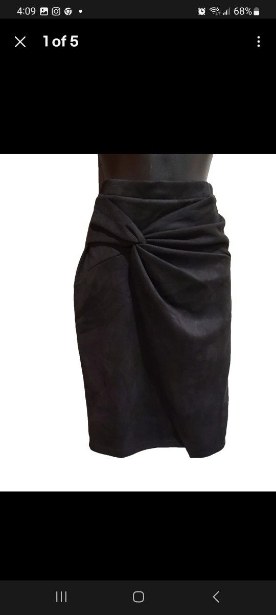 IRIS Asymmetrical Pencil Skirt Black Size Medium Elastic Waist Super Soft