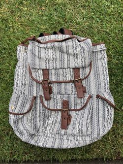 Ladies Knit and Leather Drawstring Tote Backpack