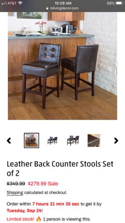 Set of 2 leather counter height stools $279