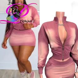 New 2025 Women Fall Super Cute Cotton Crop Top Jacket + Skirt 2 Piece Set Jogger Women Outfit
