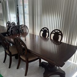 1990s Indonesian Hardwood Dining Table Set for 8