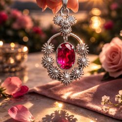 Silver Pendant With Ruby 