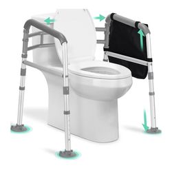 Brand New Toilet Safety Rail, Adjustable with Handles