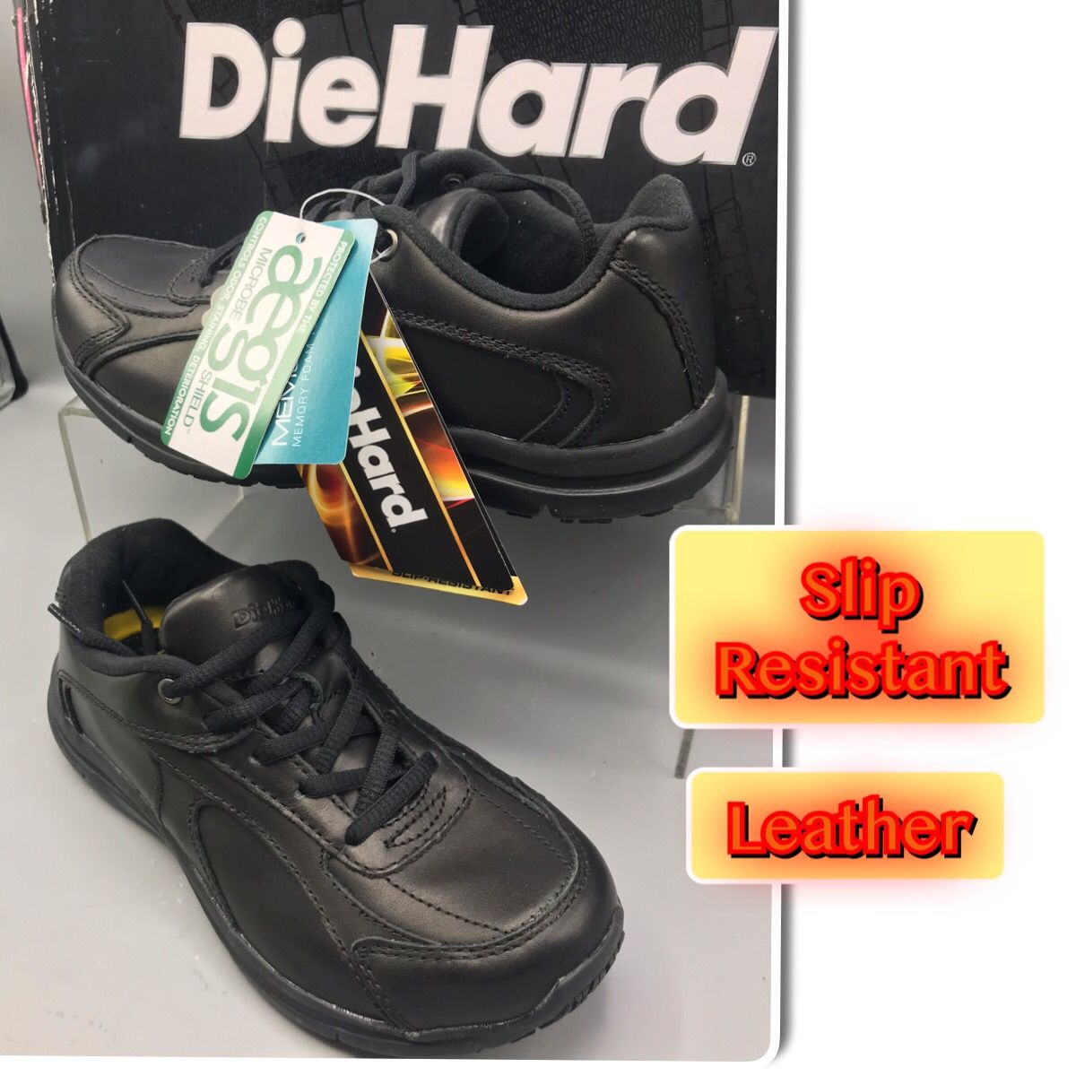 Die Hard Women's Addison Slip Resistance Oxford Leather Work Sneakers