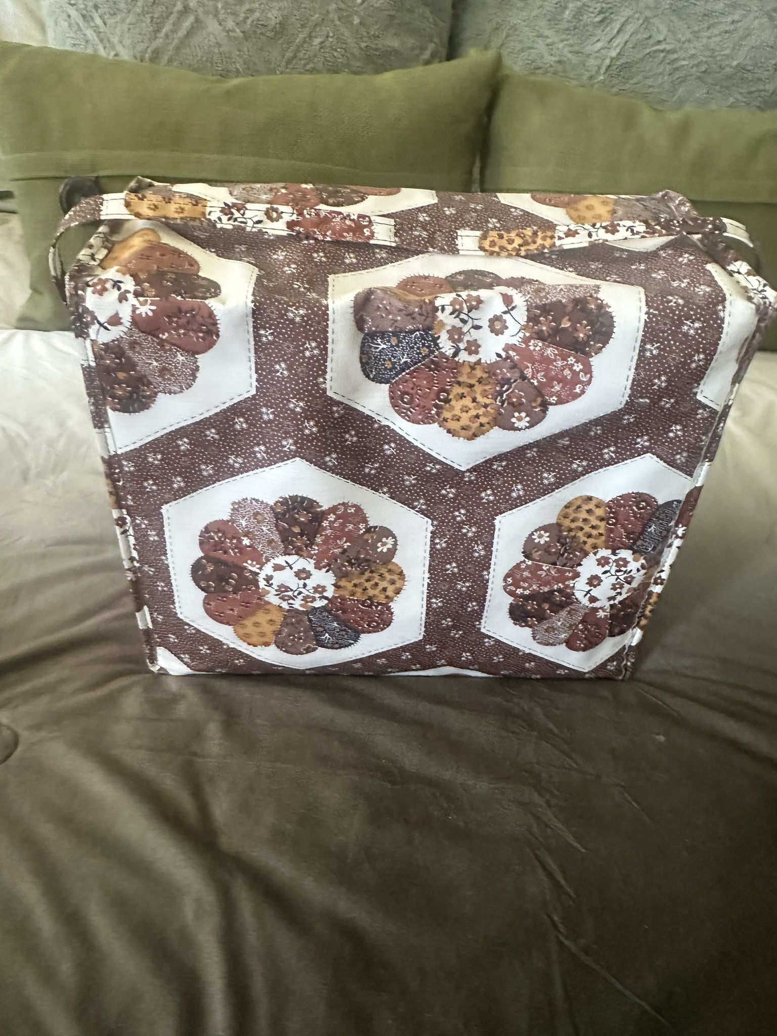 Rare 70s Vintage MCM Boho Gerber Brown Floral Vinyl Bassinet Carry All Baby Bed