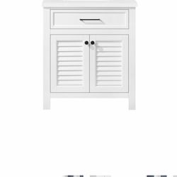 Home Decorators Collection Marksfield 24 in. W x 22 in. D Bath Vanity in White with Cultured Stone Vanity Top in White with White Basin