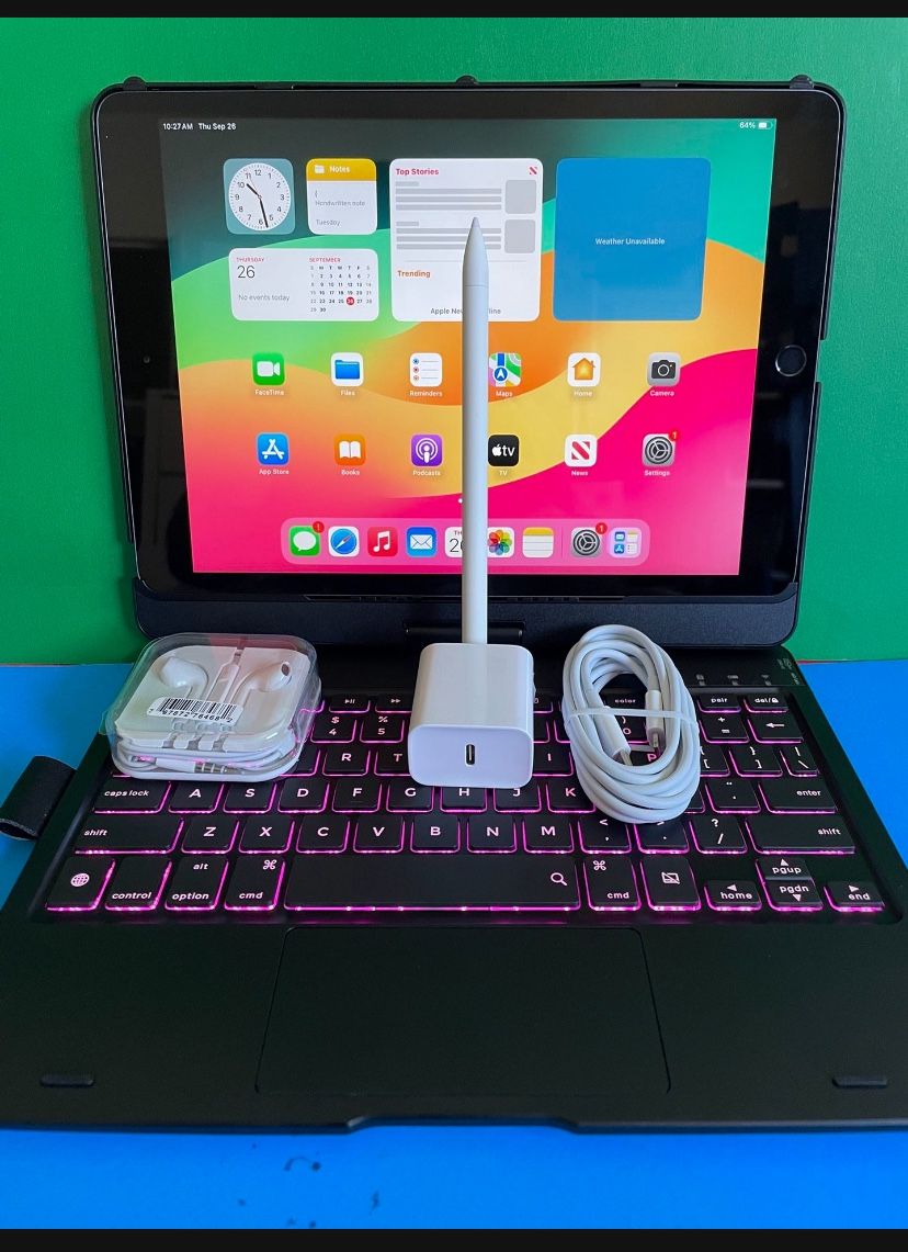 Apple IPad 9th Generation (10.2” Retina /Touch ID /IOS 18/ 2021 Model) 64GB with Pen, Keyboard & Accessories (256gb $349)