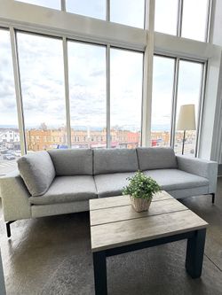 BLU Dot Design Midcentury Modern Minimalist Gray Fabric Loft Lounge Sofa Couch