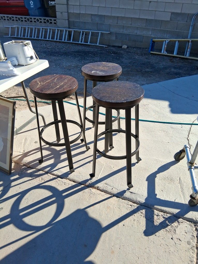 3 Wooden Stools Very Sturdy