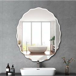 Pregaspor 24x30 Inch Frameless Oval Wall Mirror for Bathroom Sink, Minimalist Ba