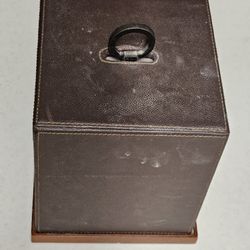 Leather Pottery Barn Poker Cards Chips Container Holder