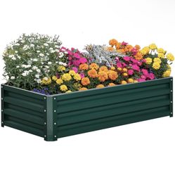 New in Box Galvanized Raised Garden Bed, 4' x 2' x 1' Metal Planter Box, for Growing Vegetables, Flowers, Herbs, Succulents, Green( 845-039v01gn)