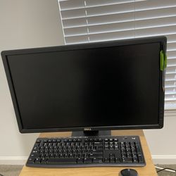 Desk Top With Keyboard And Mouse  And monitor
