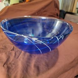 Kosta Boda Contrast Large Blue Bowl
