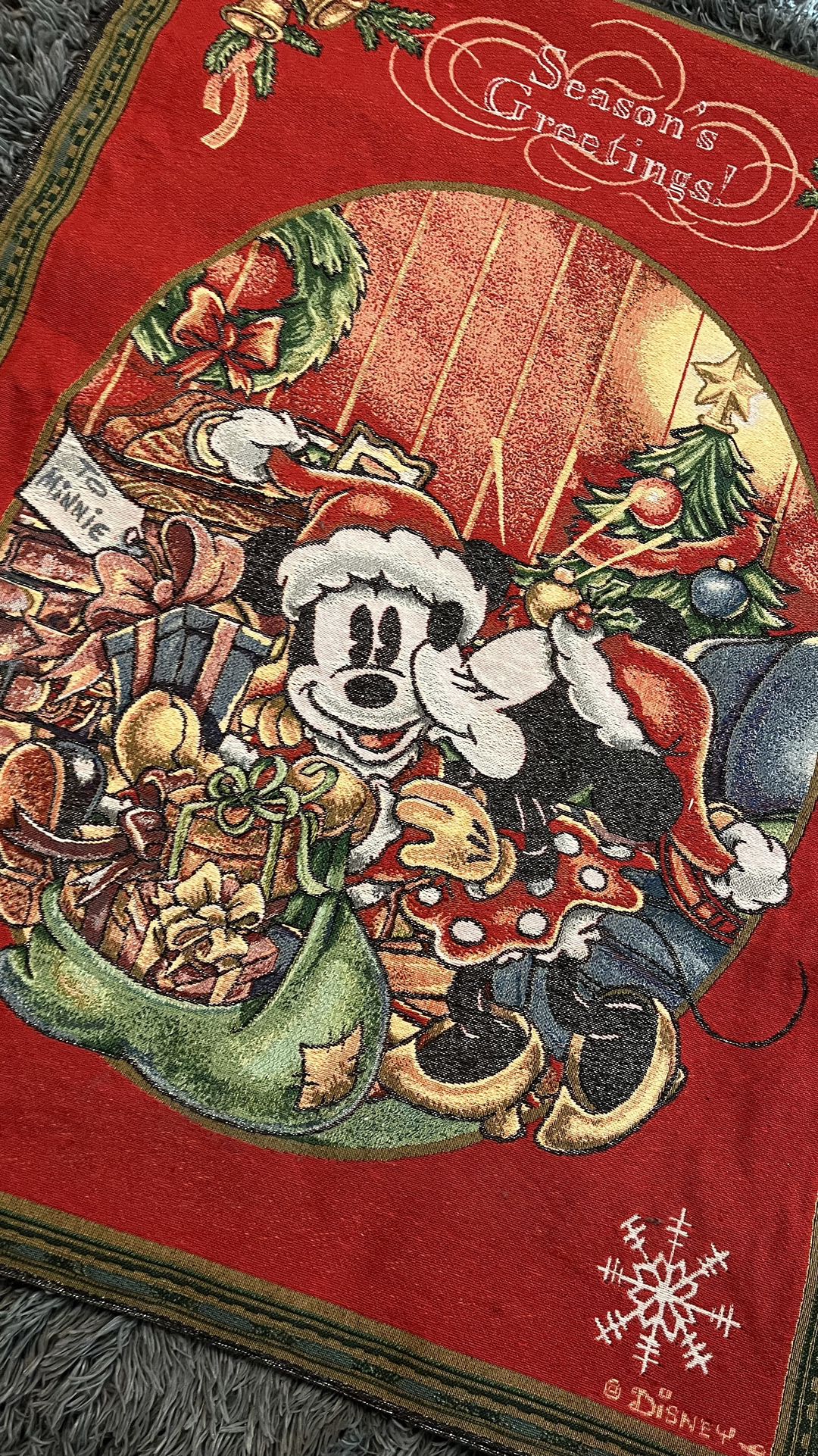 Disney Mickey And Minnie Mouse Christmas Tapestry/wall Hanging 