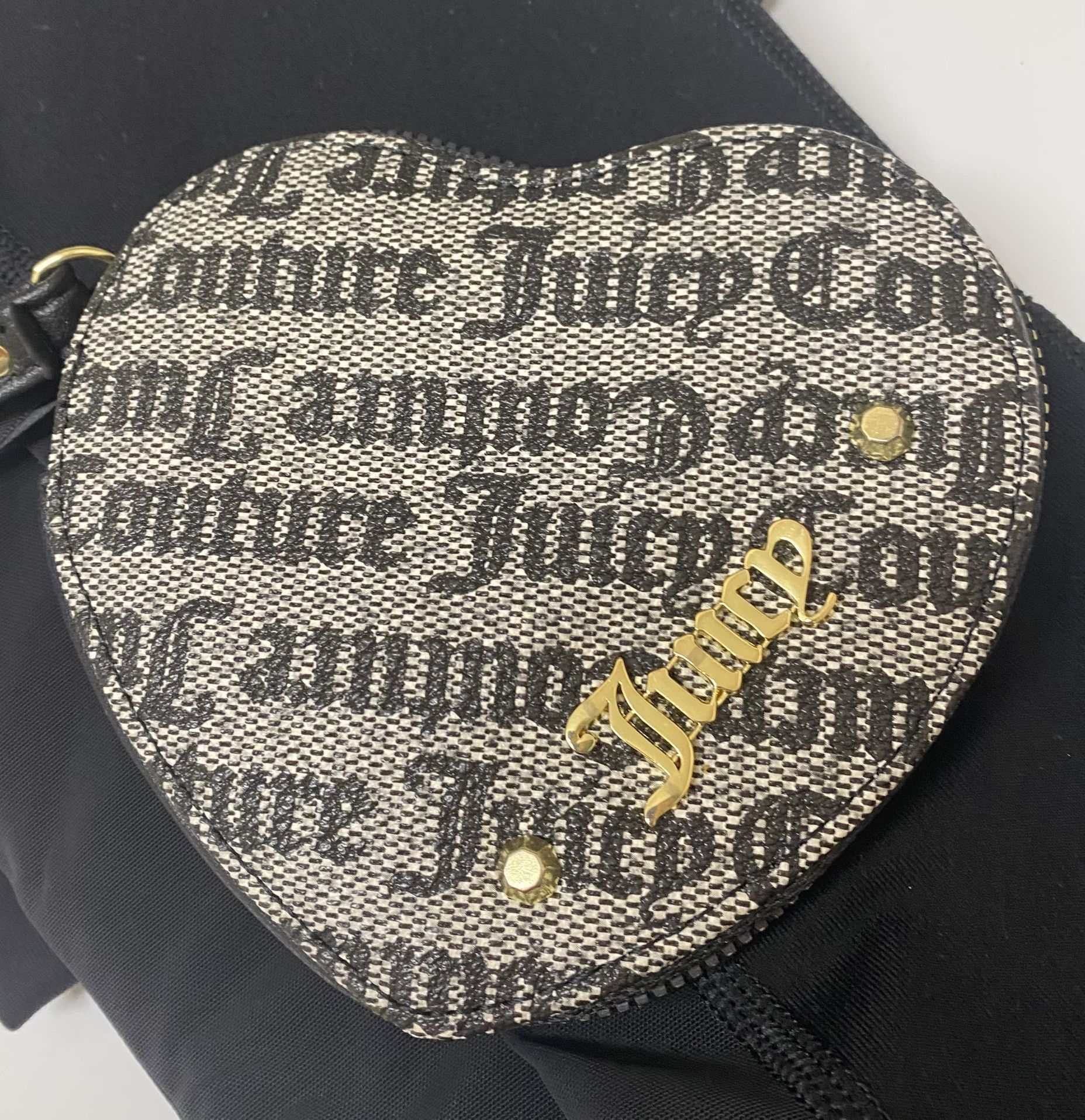 MWT, Juicy Couture Black & Gold Goth Wristlet 