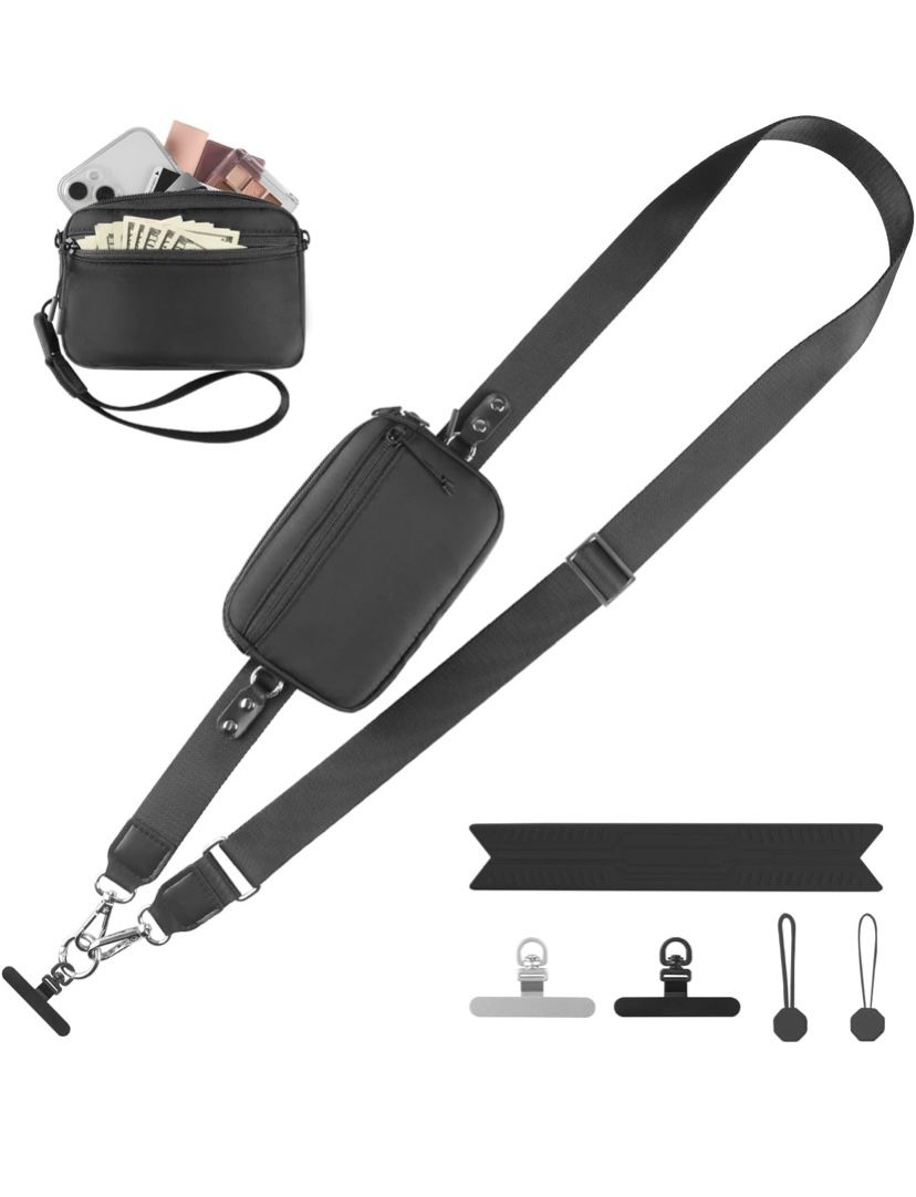 Clip and Go Strap for Phone with Wallet Crossbody, Adjustable Phone Lanyard with